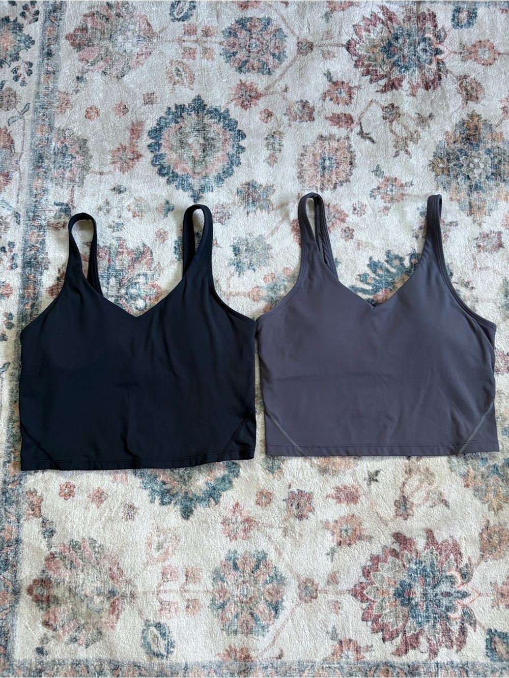 Set of 2 The Gym People Longline Sports Bra-Charcoal Gray & Vintage Purple